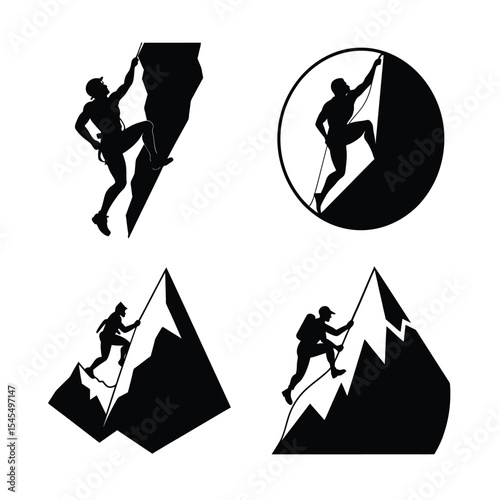 climbing mountain silhouette bundle design