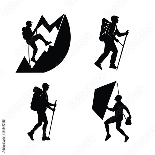 climbing mountain silhouette bundle design