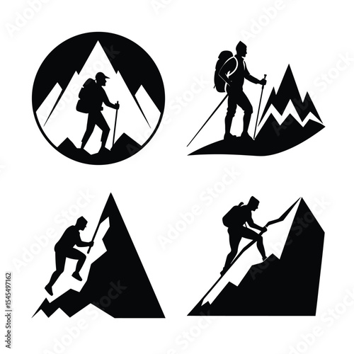 climbing mountain silhouette bundle design