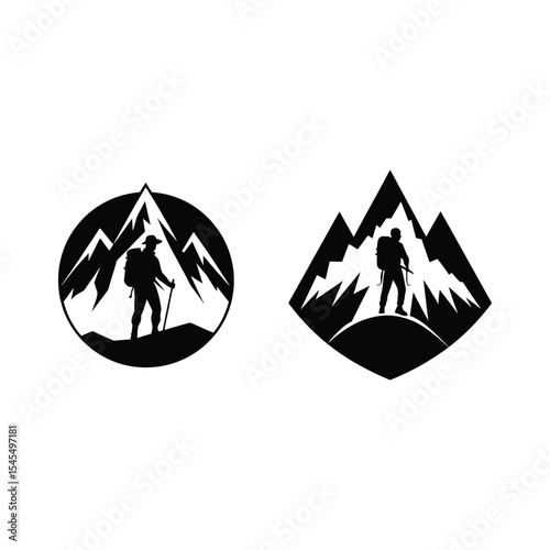 climbing mountain silhouette bundle design