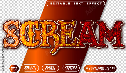  Scream Horror Fear Panic Red Orange Fully Editable Vector Text File