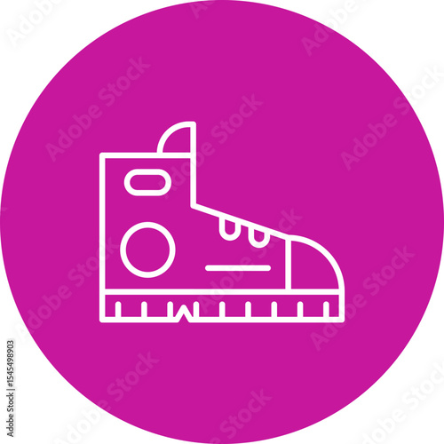 Work Boot Vector Line Pink Circle Icon Design