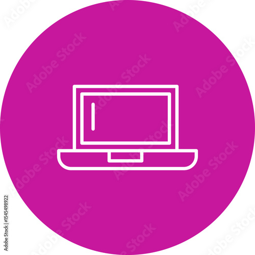 Laptop Vector Line Pink Circle Icon Design