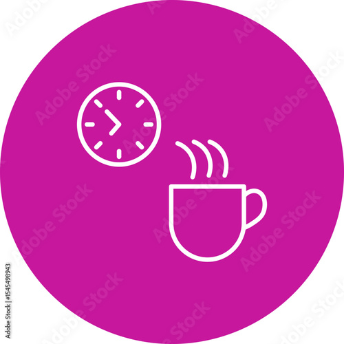 Coffee Break Vector Line Pink Circle Icon Design