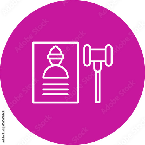 Labour Law Vector Line Pink Circle Icon Design