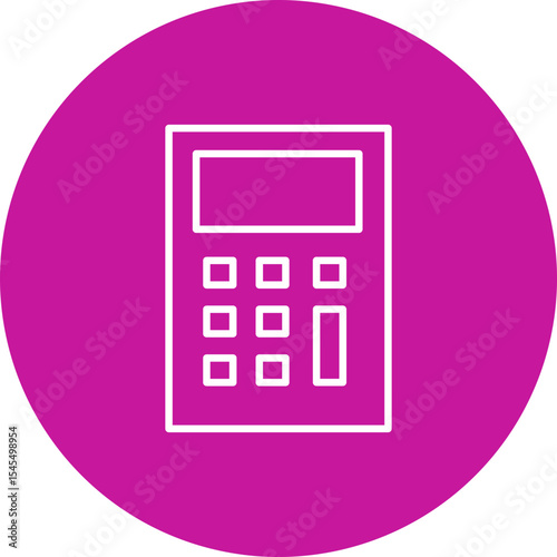 Calculator Vector Line Pink Circle Icon Design