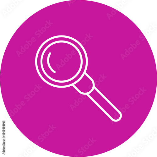 Magnifying Glass Vector Line Pink Circle Icon Design