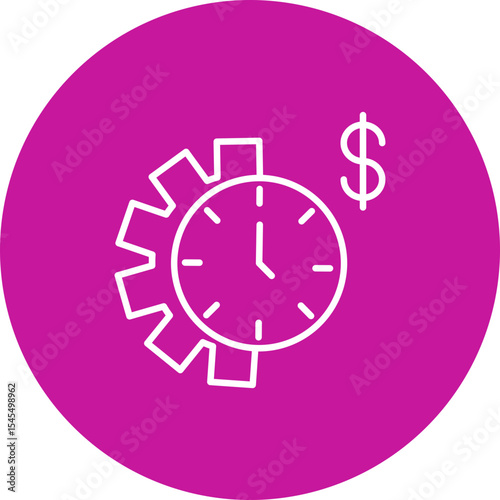 Time Management Vector Line Pink Circle Icon Design