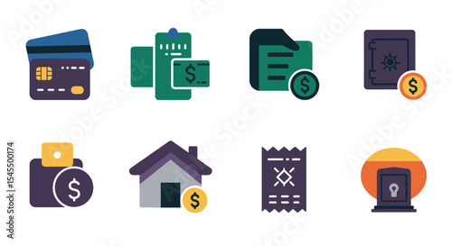 Financial Icons Flat Design Elements for Finance and Banking Apps