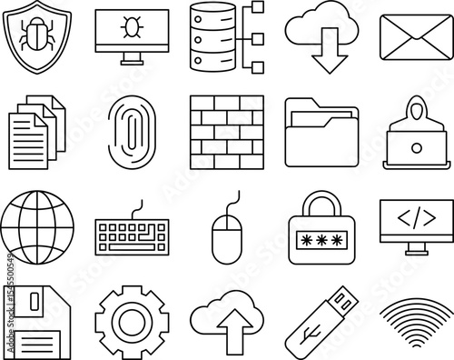 Cybersecurity and Programming Icon Set
