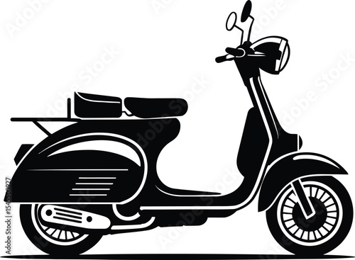 Vintage Scooter Silhouette Vector – Retro Two-Wheeler Clipart Design