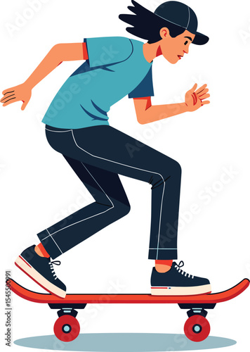 Skateboarder riding skateboard vector illustration skateboarding urban sport lifestyle activity fun ride skater