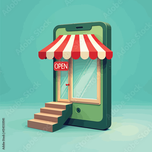 Online shopping store app concept design for mobile e commerce business and digital marketing strategy