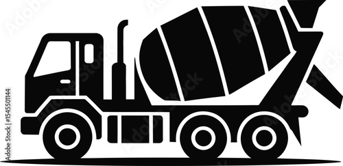 Cement Mixer Truck Silhouette Vector – Construction Vehicle Clipart Icon