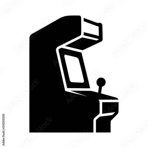 A black and white silhouette of a classic arcade machine, ready to play.