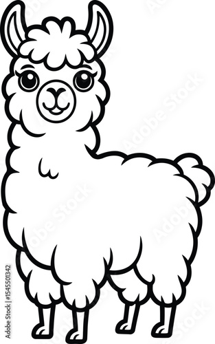 Cute Llama Coloring Page for Kids – Simple Animal Line Art Printable