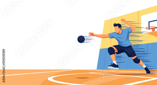 Dodgeball Player in Action on Basketball Court for Sports Blogs, Fitness Websites, Team Events, and Educational Content