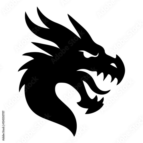 Fierce Dragon Head Silhouette Vector Illustration