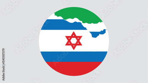 Abstract symbolic illustration of israel and russia with flag elements