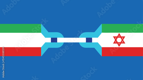 Geometric representation of cooperation between iran and israel on transparent background