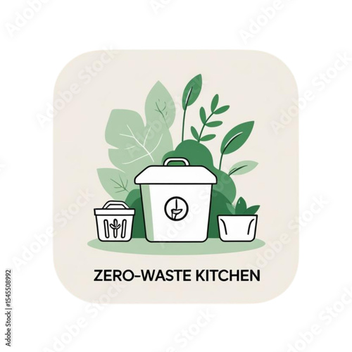 Zero waste kitchen tips for sustainable living and eco friendly lifestyle with composting and recycling bins
