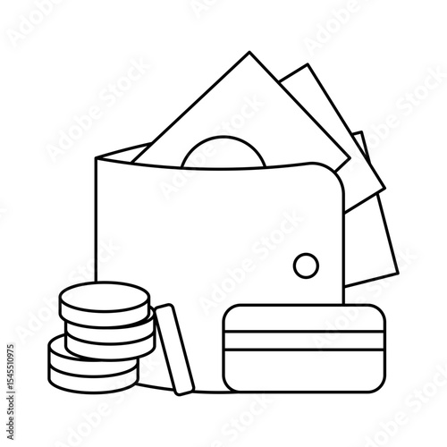 wallet illustration coloring page printable