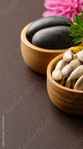 Spa Treatment Setup with Pumpkin Seeds and Stones