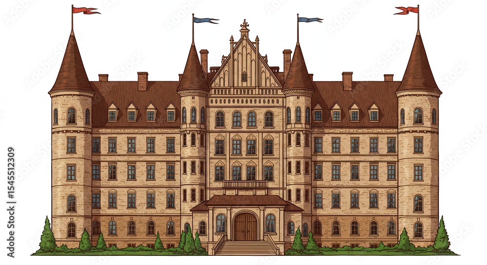 Naklejka premium Medieval castle illustration