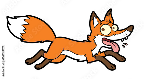 Cartoon fox running with tongue out