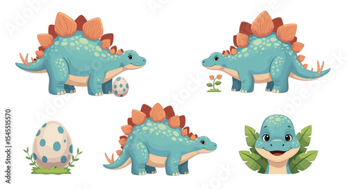 Cute cartoon dinosaurs illustration