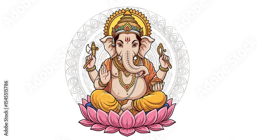 Ganesha illustration hindu god of beginnings