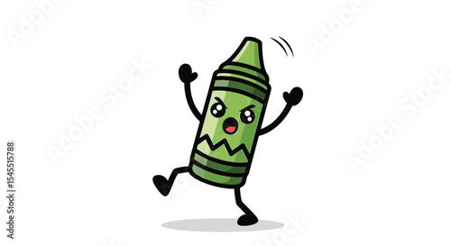 Green crayon character cartoon illustration