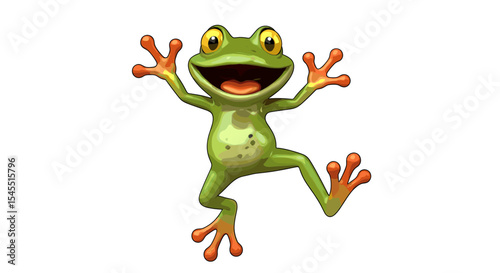 Happy cartoon frog jumping