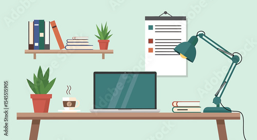 Modern office workspace illustration