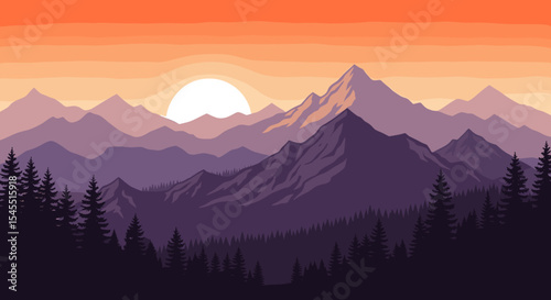 Mountain landscape sunrise sunset background