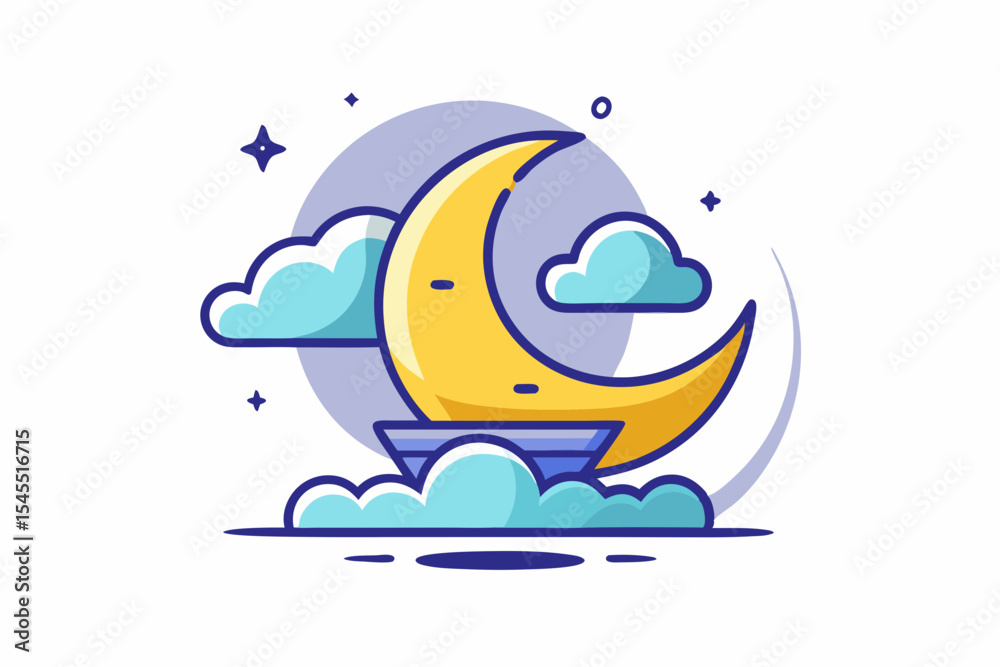Fototapeta premium crescent moon cloud boat dreamy