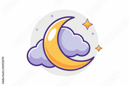 crescent moon cloud sparkle rest