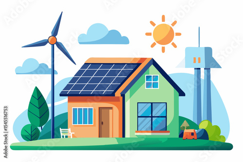 eco house wind turbine green