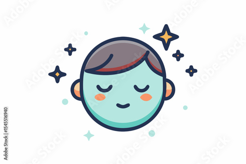 sleeping face closed eyes stars