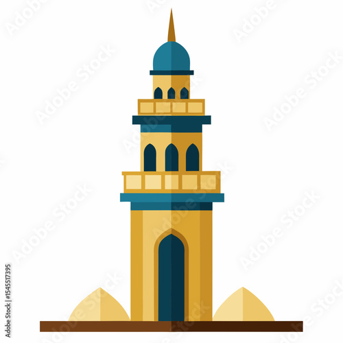 mosque minaret illustration, isolated on white background