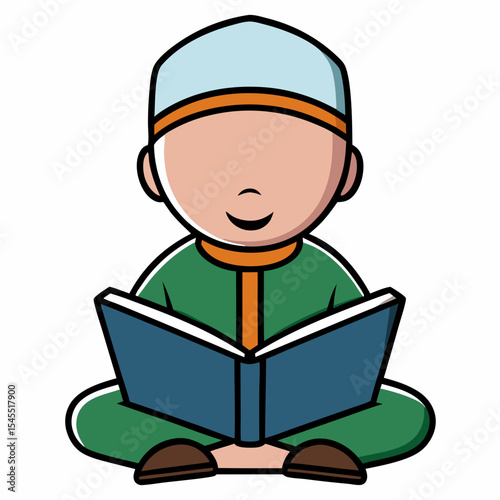 islamic person reading quran vector illustration, islamic theme design element, suitable for islamic holiday banner, poster, and etc