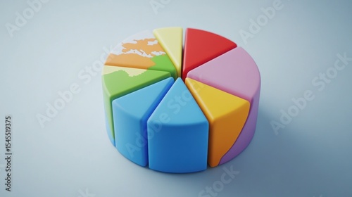 Colorful pie chart showcasing global market segmentation analysis data
