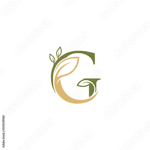 Eco G letter logo with leaf – nature inspired design for organic, green or eco-friendly brands