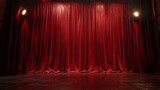 Velvety scarlet curtains swept across the stage illuminated with two Spotlights