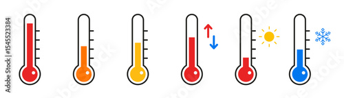 Colorful temperature icon collection isolated on a white background