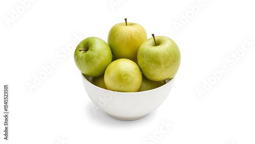 Green apple freshness in a white bowl overflowing with crisp, juicy green apples, perfect for food blogs, healthy lifestyle articles, or recipe websites.
