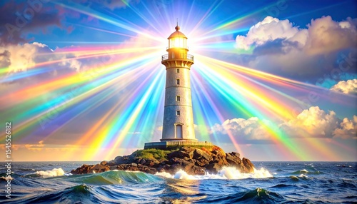 Lighthouse Rainbow Hope Ocean Seascape - Hope and Inspiration