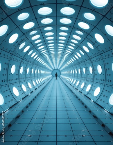Exploring an abstruse tunnel futuristic environment visual art minimalistic design surreal perspective