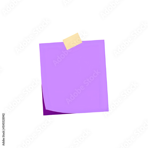 Purple Sticky Note with Tape: Minimalist Memo, Reminder, Note Pad