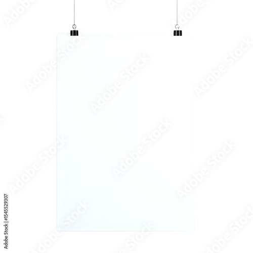 Blank White Poster Hanging: Perfect for Mockups & Presentations